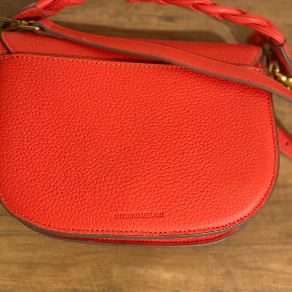 Antonio Melani Rosie Braided Top Handle Saddle Crossbody Bag – Red/orangw - Picture 13 of 13